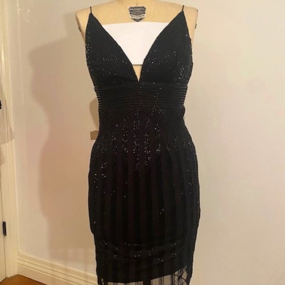 Adrianna Papell Dresses & Skirts - ADRIANNA PAPELL  SIZE 4 BEADED V NECK COCKTAIL DRESS.. LOW FRONT NECK
